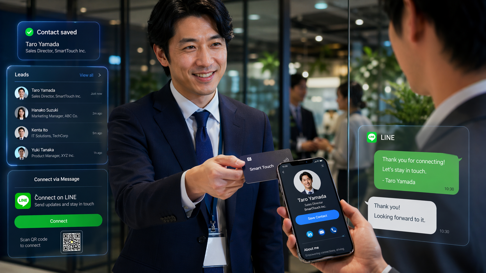 タップスマートカードをかざしてLINE登録・顧客管理が自動起動